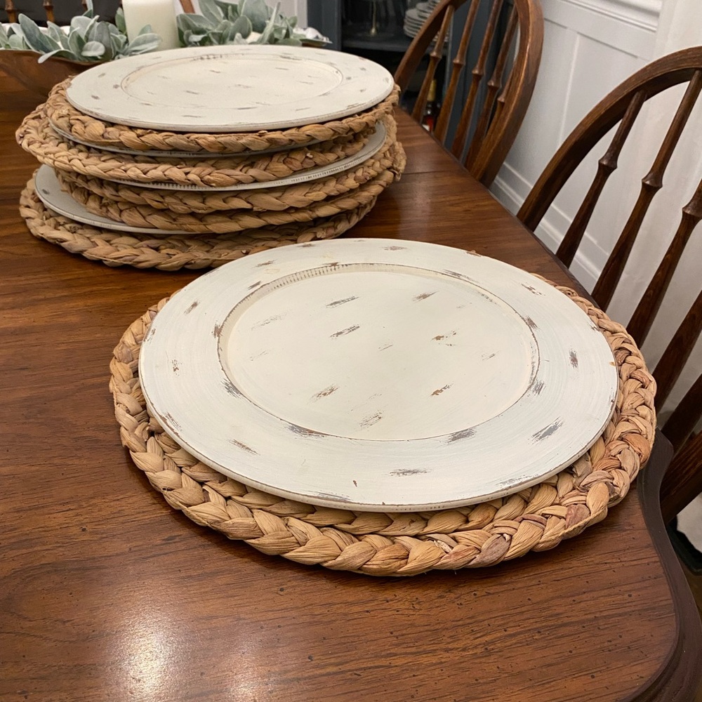 Rustic Cream charger plates and Woven Placemats Set of 6